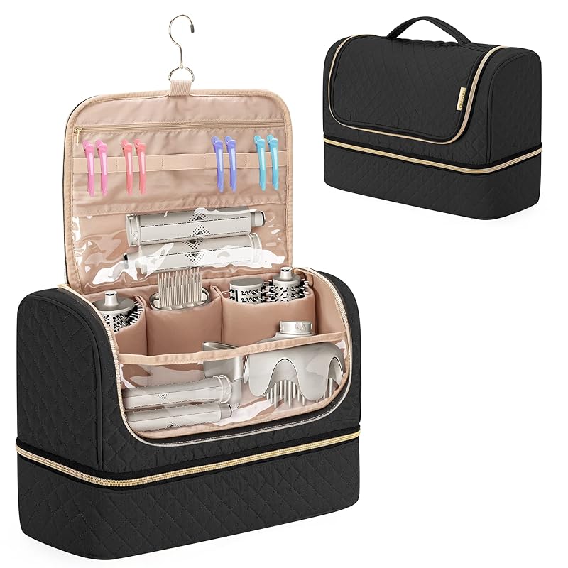 YARWO toiletry bag hanging double layer hair dryer storage bag Dyson Airwrap Applicable to multi styler travel pouch (Bag only) black
YARWO toiletry bag hanging double layer hair dryer storage bag Dyson Airwrap Applicable to multi styler travel pouch (Bag only) black