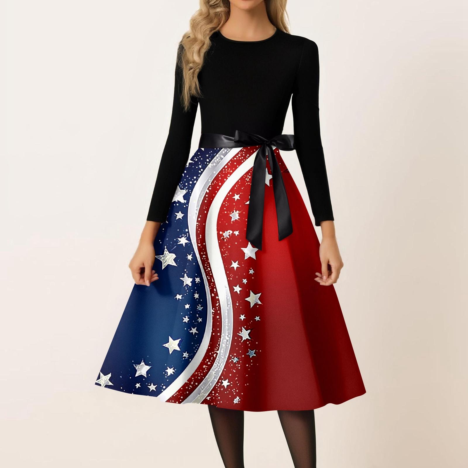 Women s Casual Fashion Round Neck Independence Day Print Retro Dress M
Women s Casual Fashion Round Neck Independence Day Print Retro Dress M