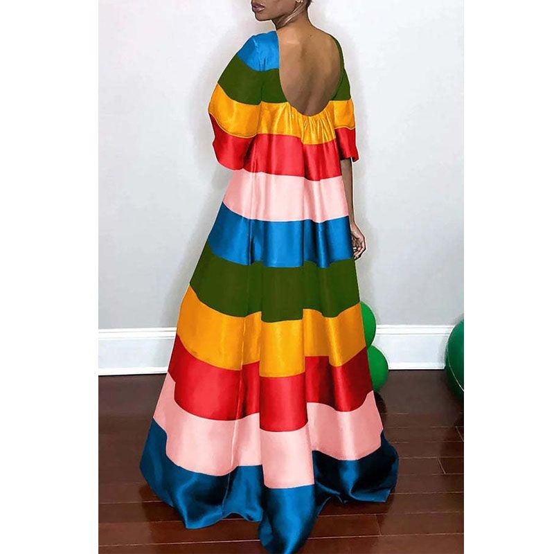 European and American Half Sleeve Summer African Amazon Independent Station Gradient Color Print Backless Jumpsuit Long dress Bright Dress Color 2XL
European and American Half Sleeve Summer African Amazon Independent Station Gradient Color Print Backless Jumpsuit Long dress Bright Dress Color 2XL