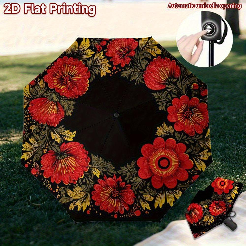 1pc Automatic Folding Umbrella with Red & Yellow Floral Design - 8-Rib Durable Construction, Automatic Open/Close, Compact & P (as the picture,Iron&8K)
1pc Automatic Folding Umbrella with Red & Yellow Floral Design - 8-Rib Durable Construction, Automatic Open/Close, Compact & P (as the picture,Iron&8K)
