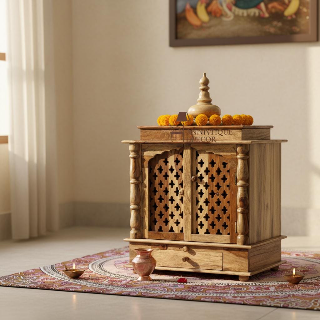 Wood Wall Temple | Sheesham Wood Pooja Mandir | Home & Office Altar-Traditional Hindu Shrine-Religious Home Decor Wall Art Pooja Stand
Wood Wall Temple | Sheesham Wood Pooja Mandir | Home & Office Altar-Traditional Hindu Shrine-Religious Home Decor Wall Art Pooja Stand
