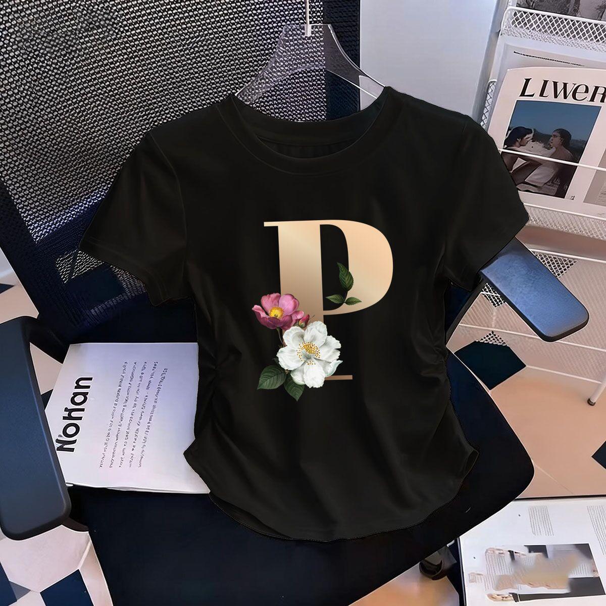 Womens WaistDefining Elastic T Shirt Floral Letters P printed Short Sleeve Round Neck top tee Fashionable tshirts XL
Womens WaistDefining Elastic T Shirt Floral Letters P printed Short Sleeve Round Neck top tee Fashionable tshirts XL