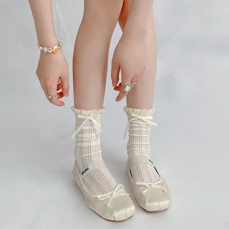 Women s Spring and Summer Ribbon Bow Ballet Style Breathable Lace Lace Mid Calf Socks 1 pair белый
Women s Spring and Summer Ribbon Bow Ballet Style Breathable Lace Lace Mid Calf Socks 1 pair белый