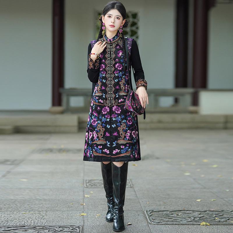2025 Ethnic Embroidered Chinese-Style Mid-Length Vest Coat with Stand Collar L чёрный
2025 Ethnic Embroidered Chinese-Style Mid-Length Vest Coat with Stand Collar L чёрный