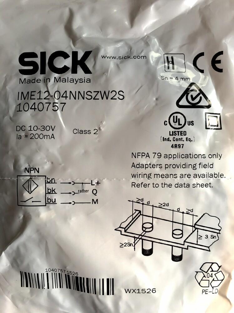 New SICK Proximity Switch: IME12-04NNSZW2S & IME12-04NPSZW2S IME12-04NNSZW2S NPN Output
New SICK Proximity Switch: IME12-04NNSZW2S & IME12-04NPSZW2S IME12-04NNSZW2S NPN Output