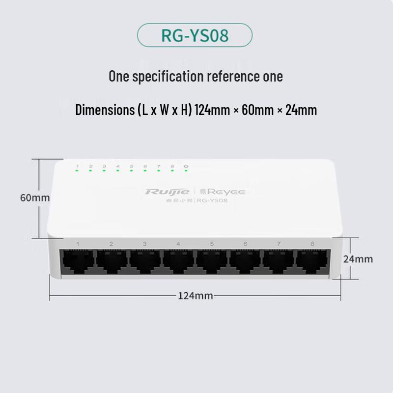 Ruijie RG-YS08 8-Port 100M Unmanaged Ethernet Switch
Ruijie RG-YS08 8-Port 100M Unmanaged Ethernet Switch