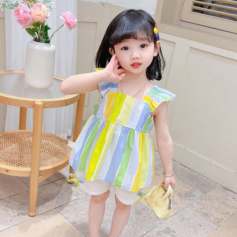 Baby Girls Short Sleeved Top And Shorts Two-Piece Set Rainbow Striped Back Wing Design Top And Simple Shorts Kids Clothing Set 100
Baby Girls Short Sleeved Top And Shorts Two-Piece Set Rainbow Striped Back Wing Design Top And Simple Shorts Kids Clothing Set 100