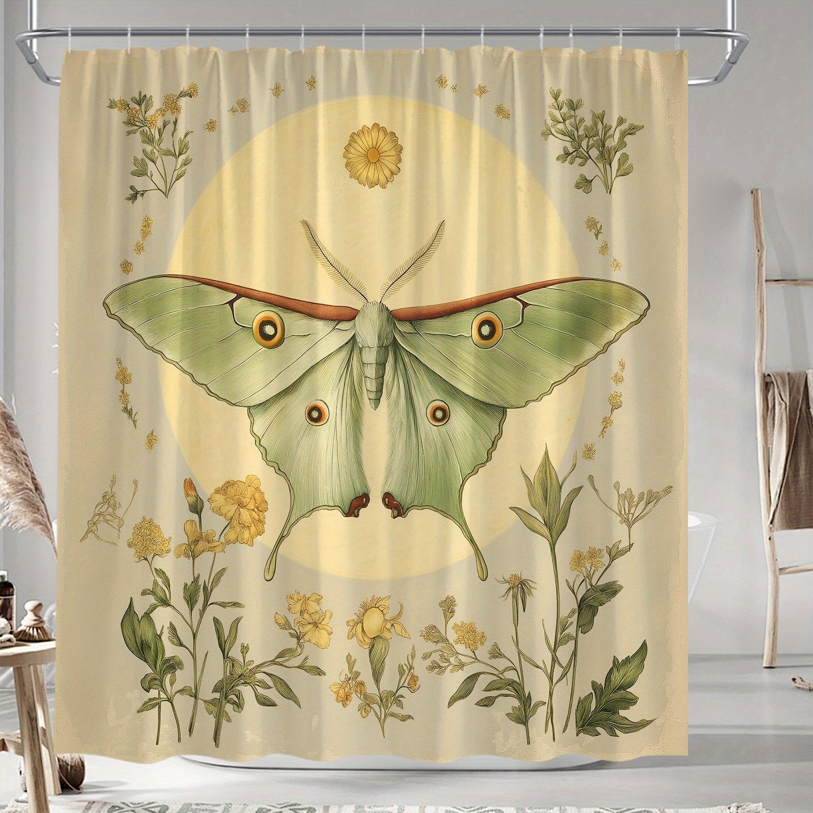 Vintage Botanical Moth Shower Curtain - Pale Green Moth with Red & Orange Patterns, Daisies & Marigolds, Earthy Tones W90XH180cm
Vintage Botanical Moth Shower Curtain - Pale Green Moth with Red & Orange Patterns, Daisies & Marigolds, Earthy Tones W90XH180cm