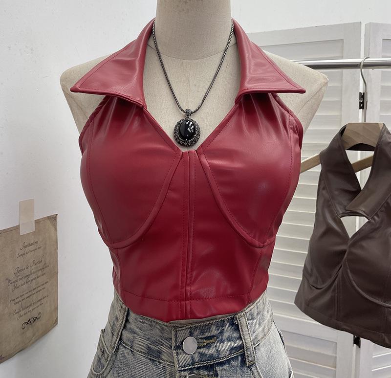 European & American Sexy Halter Low-Cut PU Leather Camisole with Chest Pads - Bra Top 2807 One Size червоний
European & American Sexy Halter Low-Cut PU Leather Camisole with Chest Pads - Bra Top 2807 One Size червоний