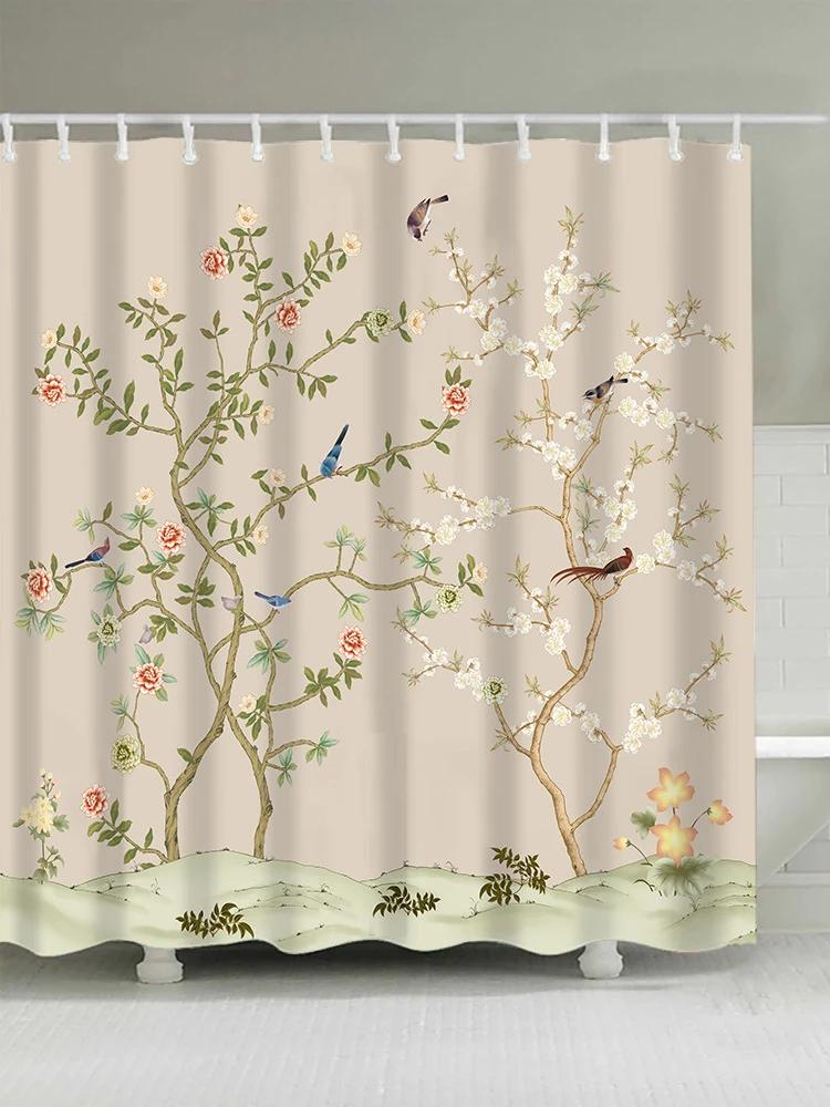 Green Tropical Plant Shower Curtain Cherry Blossoms Bird Carp Polyester Waterproof Mildew Leaf Print Bathroom Curtains Sets W60H190(CM)-1 Pcs
Green Tropical Plant Shower Curtain Cherry Blossoms Bird Carp Polyester Waterproof Mildew Leaf Print Bathroom Curtains Sets W60H190(CM)-1 Pcs