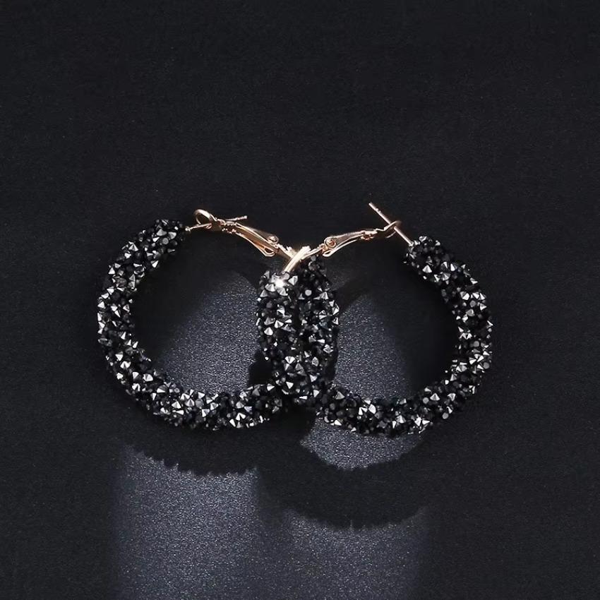 New Design Fashion Charm Crystal Hoop Earrings Geometric Round Shiny Rhinestone Big Earring Jewelry Women black
New Design Fashion Charm Crystal Hoop Earrings Geometric Round Shiny Rhinestone Big Earring Jewelry Women black