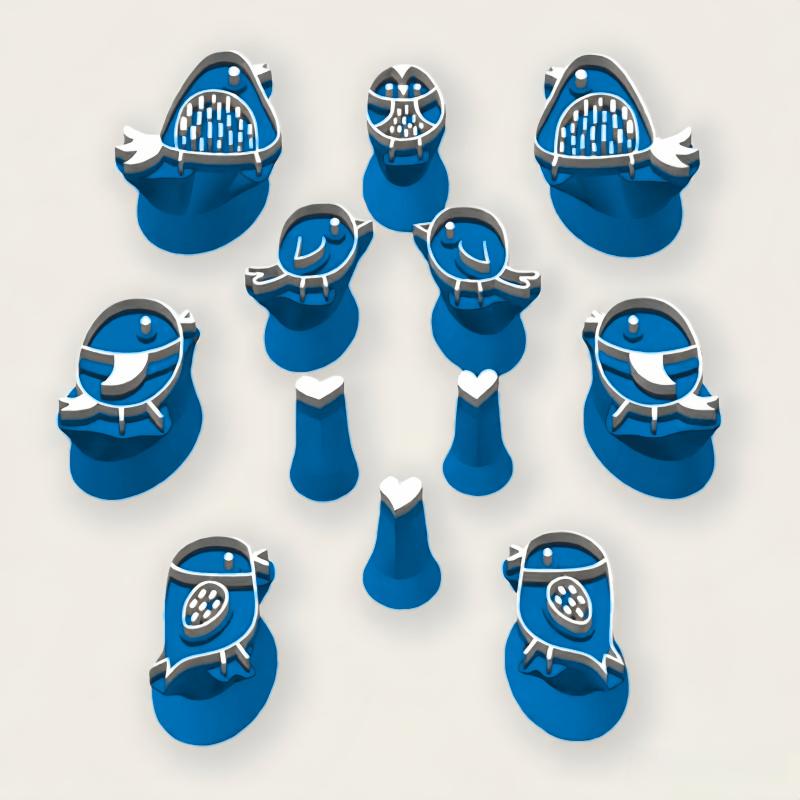 12pcs/set 3D Printed Bird Heart Shape Clay Stamps, Reusable Plastic Embossing Tools for DIY Crafts and Ceramic Decorat Supplies синій
12pcs/set 3D Printed Bird Heart Shape Clay Stamps, Reusable Plastic Embossing Tools for DIY Crafts and Ceramic Decorat Supplies синій