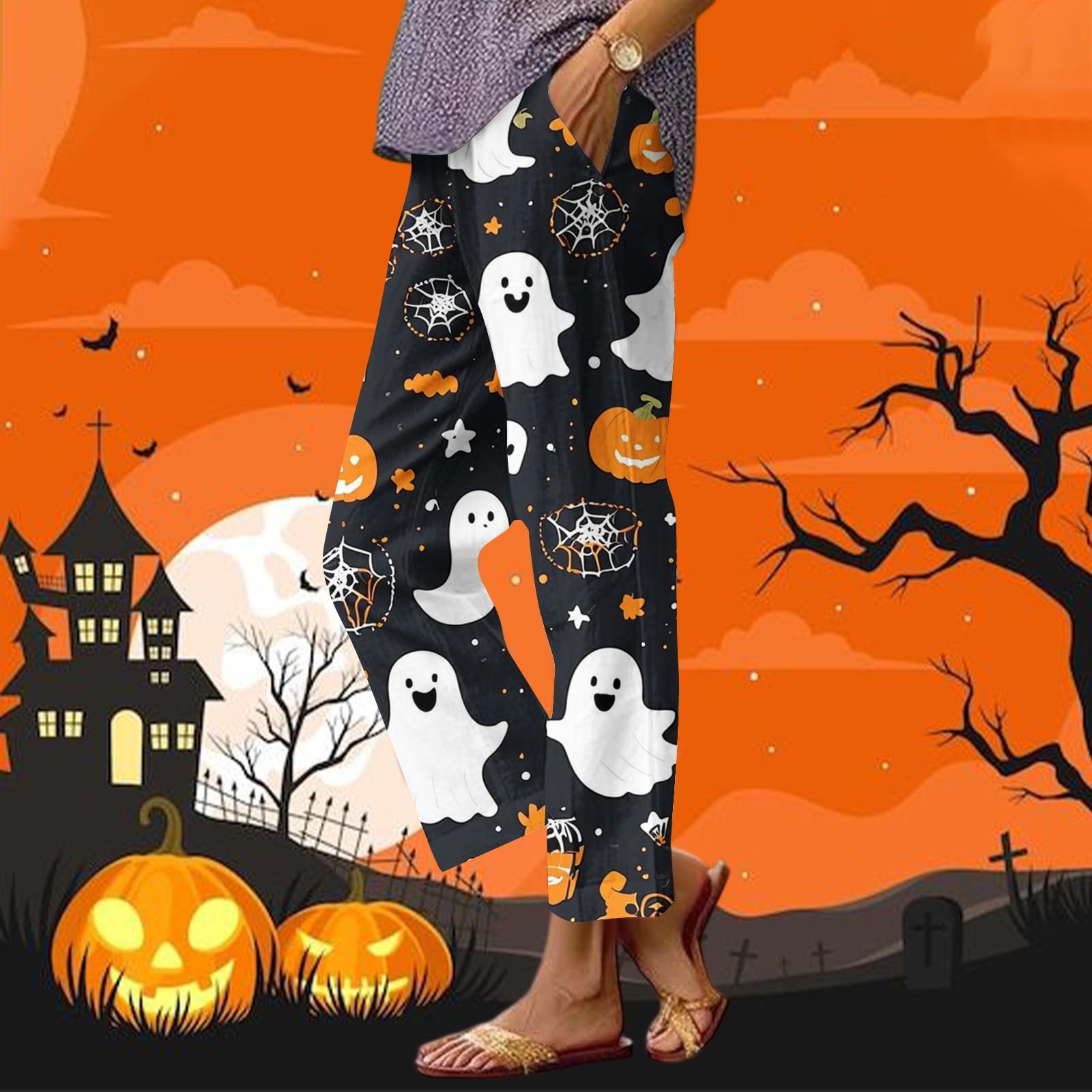 Женские повседневные модные брюки прямого кроя с принтом на Хэллоуин, брюки с карманами S
Женские повседневные модные брюки прямого кроя с принтом на Хэллоуин, брюки с карманами S