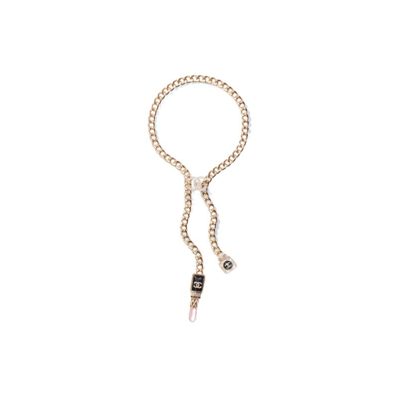 CHANEL Pearl Rhinestone Metal Necklace Women s Gold/Black/Pink
CHANEL Pearl Rhinestone Metal Necklace Women s Gold/Black/Pink