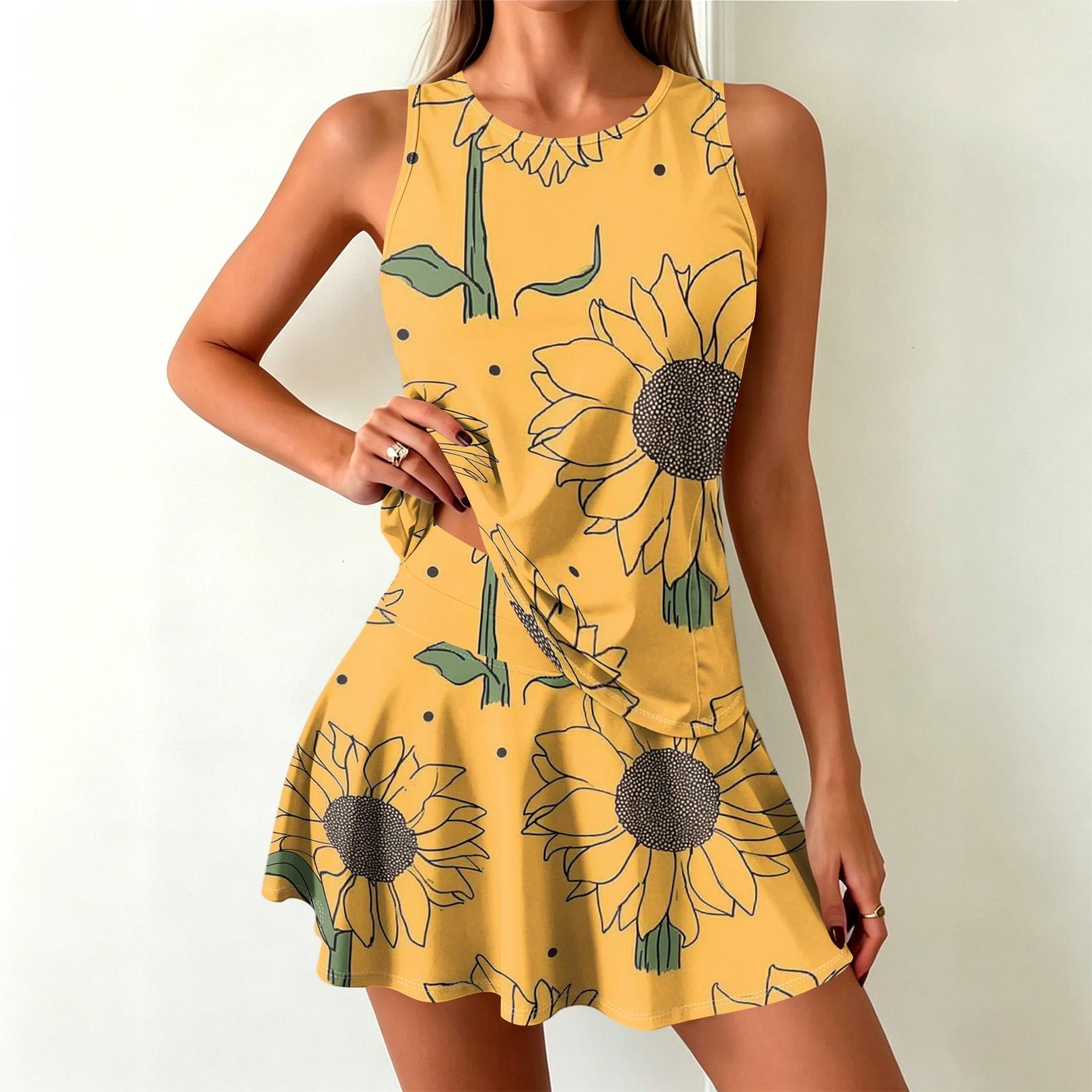 Sleeveless Tank Dress with Sunflower Print Casual Round Neck A Line Mini Dress for Women Summer Beachwear S жёлтый
Sleeveless Tank Dress with Sunflower Print Casual Round Neck A Line Mini Dress for Women Summer Beachwear S жёлтый