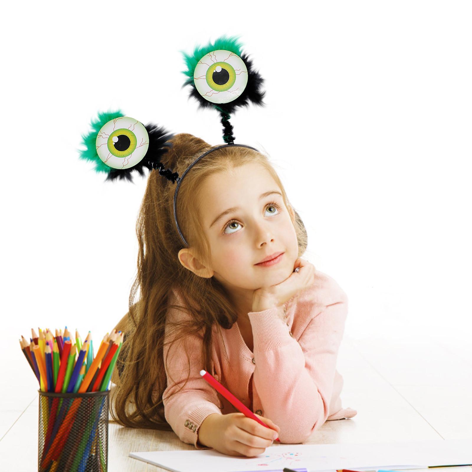 Страшный Хэллоуин Кровавый глаз Головная повязка Ручной работы Пушистый обруч для волос Глазное яблоко Головной убор День рождения Косплей Головной убор Костюм Косплей Волосы One Size зелёный