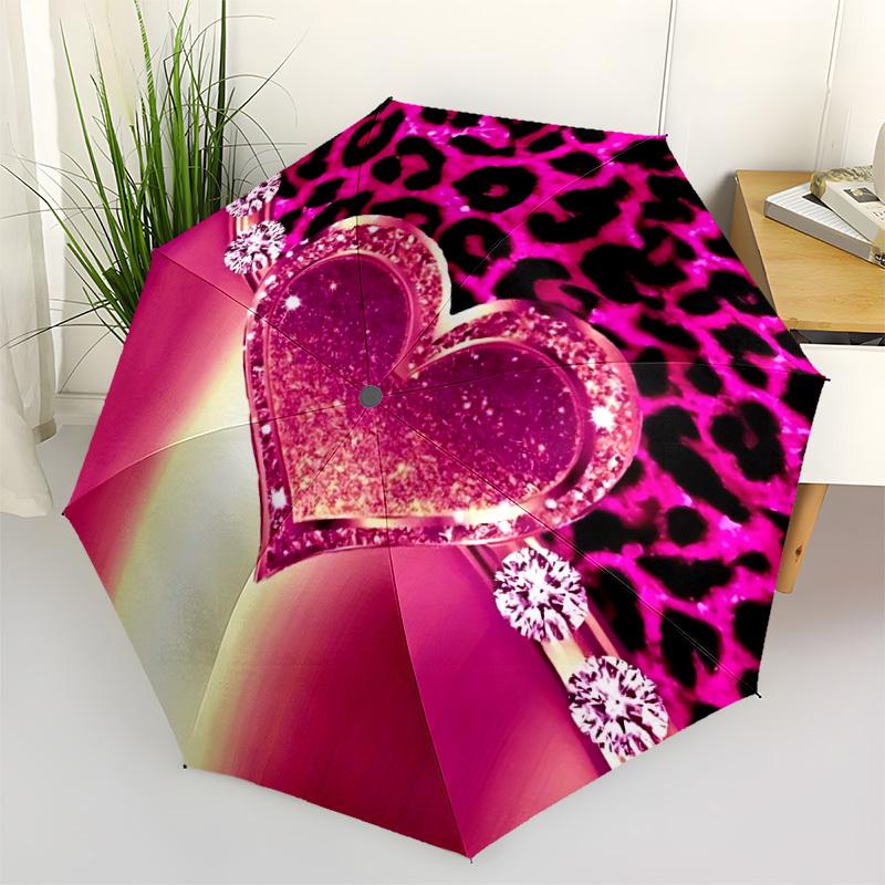 1pc Leopard Heart Glitter Automatic Folding Umbrella, 8-Rib Iron Frame, Casual Outdoor Accessory for Birthday Festival Gifts yy251128172
1pc Leopard Heart Glitter Automatic Folding Umbrella, 8-Rib Iron Frame, Casual Outdoor Accessory for Birthday Festival Gifts yy251128172