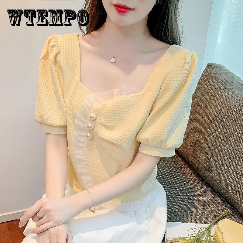 Топ с квадратным вырезом и пышными рукавами, женские летние модные свободные блузки с короткими рукавами нестандартного дизайна
Топ с квадратным вырезом и пышными рукавами, женские летние модные свободные блузки с короткими рукавами нестандартного дизайна