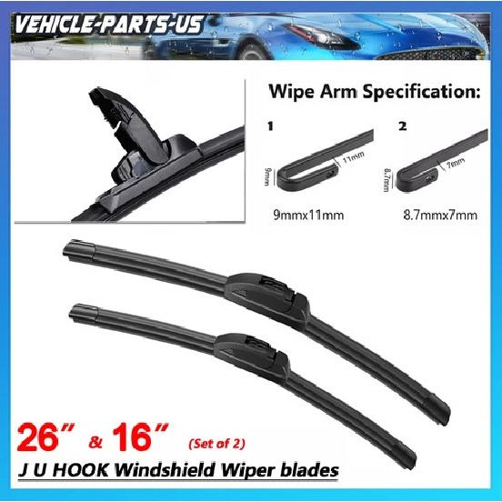 26 + 16 Windshield Wiper Blades Bracketless J-Hook Pair All Season Premium New
26 + 16 Windshield Wiper Blades Bracketless J-Hook Pair All Season Premium New