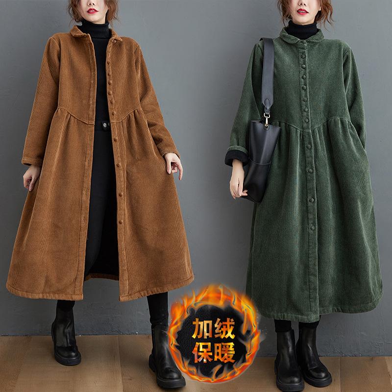 2025 Autumn and Winter New Plus Velvet Long-Sleeve Retro Literary Tops Loose Corduroy Single-Breasted Trench Coat M
2025 Autumn and Winter New Plus Velvet Long-Sleeve Retro Literary Tops Loose Corduroy Single-Breasted Trench Coat M