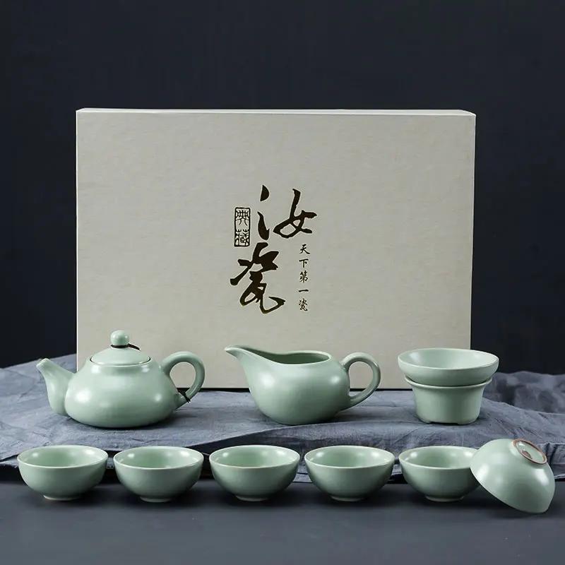 Custom Ru Kiln Teapot and Teacup Set Ceramic Teaware with Gift Box Chinese Tea Set Accessories Handmade Filter Tea Pot 10pcs 10pcs
Custom Ru Kiln Teapot and Teacup Set Ceramic Teaware with Gift Box Chinese Tea Set Accessories Handmade Filter Tea Pot 10pcs 10pcs
