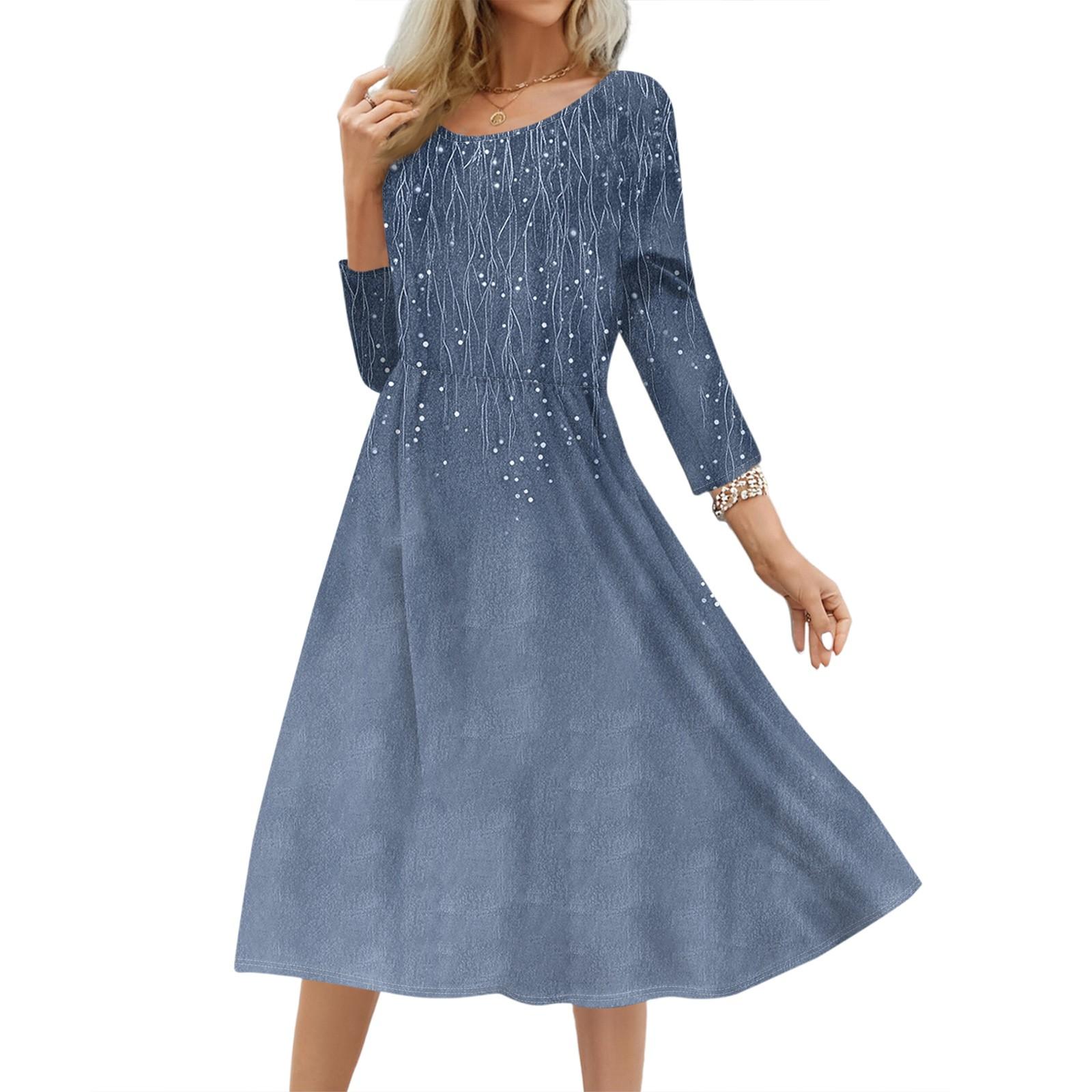 Женское модное платье свободного кроя с цветочным принтом и бабочками S синий