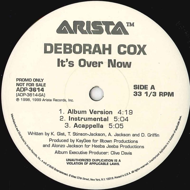 12inch Record DEBORAH COX - It s Over Now ADP3614PROMO ARISTA 1999 US Rap & Hip-Hop/R&B Used
12inch Record DEBORAH COX - It s Over Now ADP3614PROMO ARISTA 1999 US Rap & Hip-Hop/R&B Used