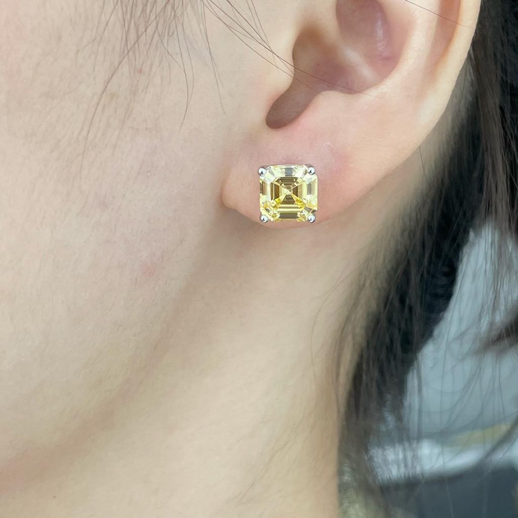 Серьги с желтыми бриллиантами, цветные драгоценные камни, неаллергенное гальваническое покрытие, толстое золотое покрытие, подарок на день рождения, для повседневной носки жёлтый