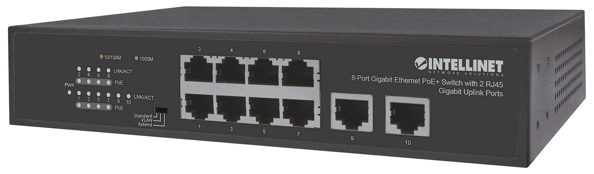 Intellinet Network Solutions Gigabit Ethernet Switch with 2 RJ45 Gigabit Uplink IEEE Power Over Ethernet 120 Desktop 8-Port PoE+ Ports, 802.3at/af
Intellinet Network Solutions Gigabit Ethernet Switch with 2 RJ45 Gigabit Uplink IEEE Power Over Ethernet 120 Desktop 8-Port PoE+ Ports, 802.3at/af