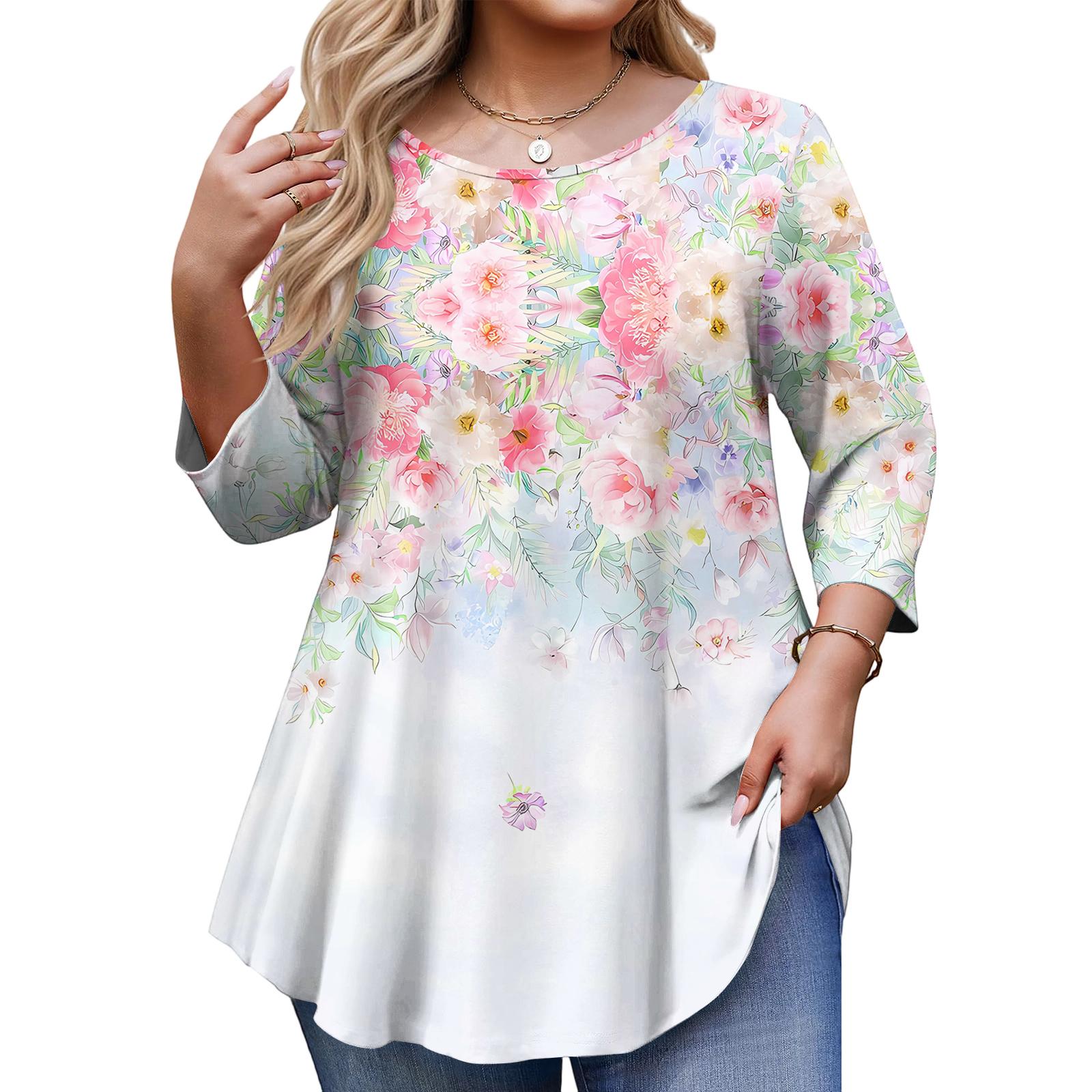 Ladies Floral Print Plus Size 3/4 Sleeve Round Hem Round Neck Fashion Top XXXXL
Ladies Floral Print Plus Size 3/4 Sleeve Round Hem Round Neck Fashion Top XXXXL