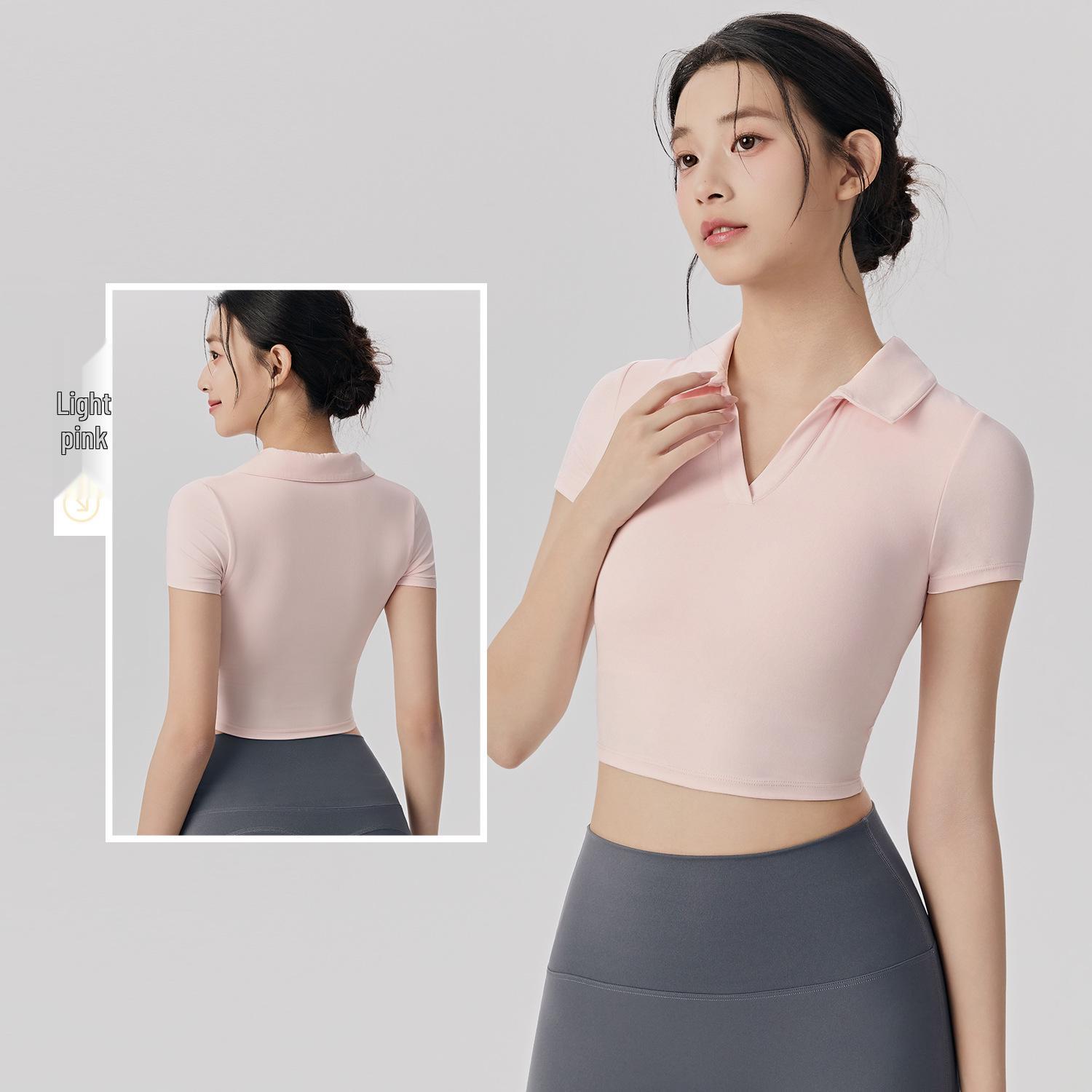 Breathable Women s Short Sleeve Yoga Top with Chest Pads and Polo Collar M
Breathable Women s Short Sleeve Yoga Top with Chest Pads and Polo Collar M