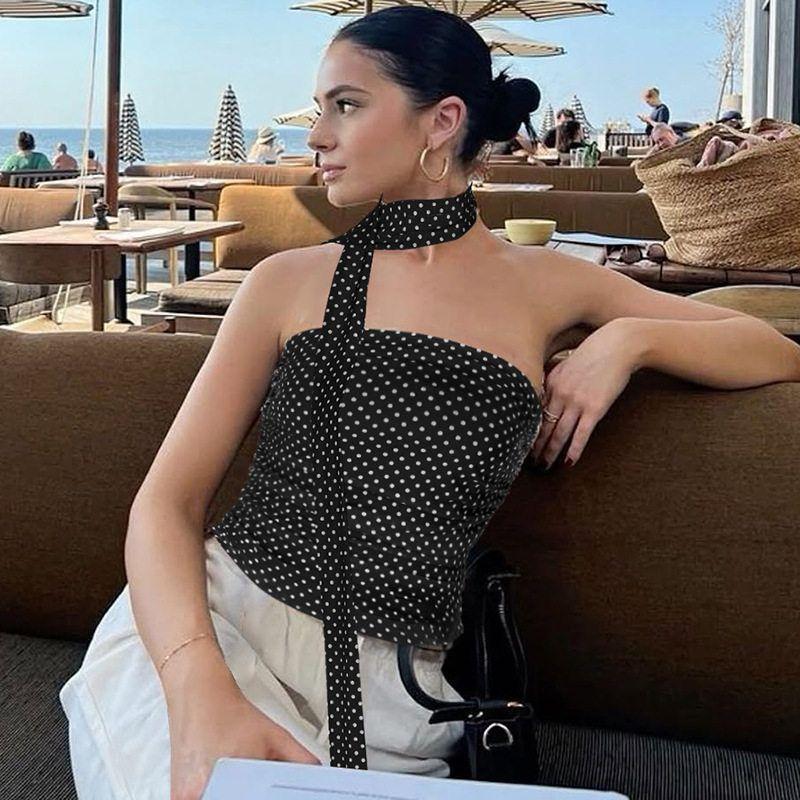 European and American Women s Clothing 2025 Spring/Summer New Fashion Sexy Polka Dot Print Slim Fit Patchwork Tube Top Foreign Trade Black S
European and American Women s Clothing 2025 Spring/Summer New Fashion Sexy Polka Dot Print Slim Fit Patchwork Tube Top Foreign Trade Black S