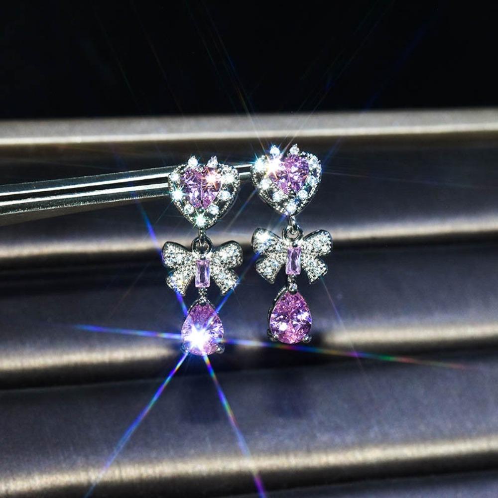 Fairy Like Pink Crystal Vintage Ocean Heart Bow Drop Earrings Sweet and Stylish for Women
Fairy Like Pink Crystal Vintage Ocean Heart Bow Drop Earrings Sweet and Stylish for Women