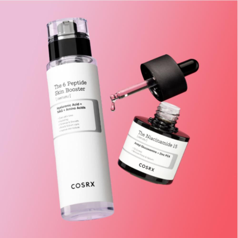 COSRX Niacinamide 15 Booster Set – Niacinamide 15 Serum 20ml + 6 Peptide Serum 150ml
COSRX Niacinamide 15 Booster Set – Niacinamide 15 Serum 20ml + 6 Peptide Serum 150ml