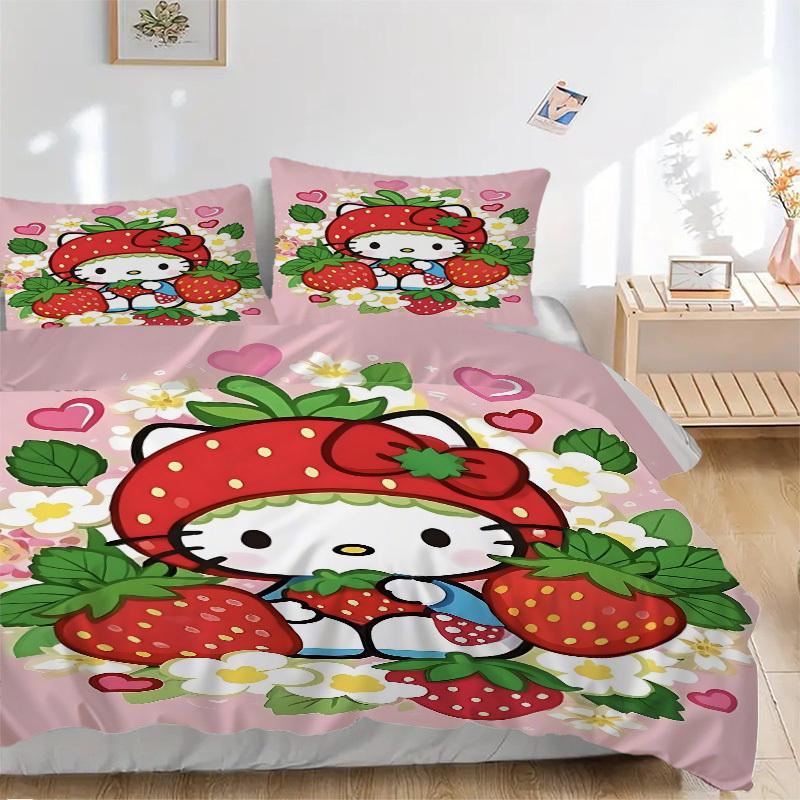 3pcs Strawberry Hello Kitty Cover Set, 1 Cover + 2 Pillowcases (No Insert), Bedding for All Seasons, Bedding,Bedroom Decor yy250922020 135x200cm
3pcs Strawberry Hello Kitty Cover Set, 1 Cover + 2 Pillowcases (No Insert), Bedding for All Seasons, Bedding,Bedroom Decor yy250922020 135x200cm