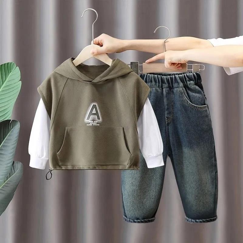 Boys Autumn Outfit New Style Two-Piece Set with Hooded Color-Blocked Sweatshirt Trendy and Stylish for Spring and Autumn 150(Top + Pants) зелений
Boys Autumn Outfit New Style Two-Piece Set with Hooded Color-Blocked Sweatshirt Trendy and Stylish for Spring and Autumn 150(Top + Pants) зелений