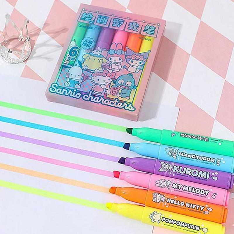 6 шт./кор. Симпатичные ручки-маркеры Sanrio Anime Painting, набор флуоресцентных маркеров, цветные ручки для выделения, канцелярские подарки
6 шт./кор. Симпатичные ручки-маркеры Sanrio Anime Painting, набор флуоресцентных маркеров, цветные ручки для выделения, канцелярские подарки