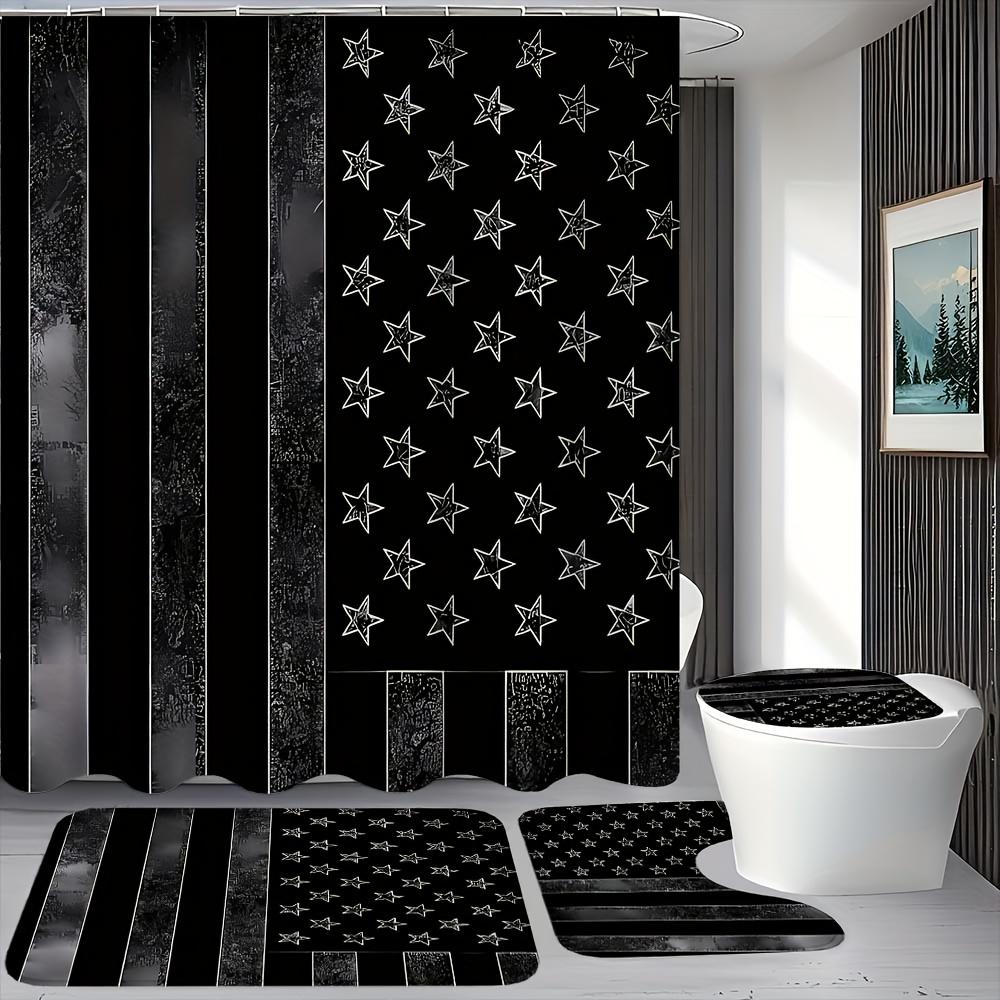 Dark Star & Stripe Flag Bath Set - Includes Shower Curtain, Non-Slip Mat, U-Shaped Toilet Pad & Lid Cover For Bedroom & Home W60H190(CM)-1 Pcs
Dark Star & Stripe Flag Bath Set - Includes Shower Curtain, Non-Slip Mat, U-Shaped Toilet Pad & Lid Cover For Bedroom & Home W60H190(CM)-1 Pcs