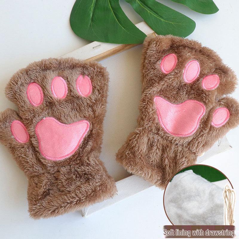 Autumn Winter Plush Cat Paw Fingerless Student Gloves - Warm Velvet Half Finger Bear Design One Size легкие хаки
Autumn Winter Plush Cat Paw Fingerless Student Gloves - Warm Velvet Half Finger Bear Design One Size легкие хаки