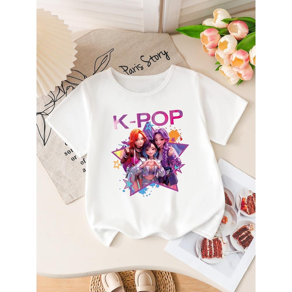Girls K-POP Idol Group Print Short Sleeve T-Shirt Cute Cartoon Graphic Tee Kids Summer Casual Top 110
Girls K-POP Idol Group Print Short Sleeve T-Shirt Cute Cartoon Graphic Tee Kids Summer Casual Top 110