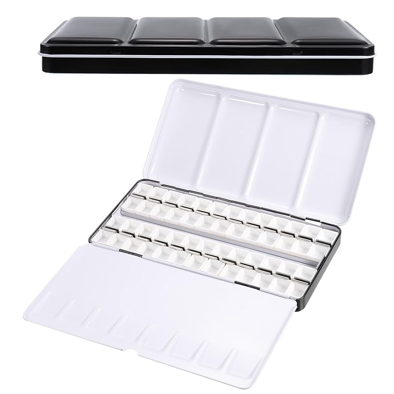 PATIKIL empty watercolor palette 52 half-pan metal watercolor tins Travel gouache/oil painting paint box with lid black 52 well
PATIKIL empty watercolor palette 52 half-pan metal watercolor tins Travel gouache/oil painting paint box with lid black 52 well