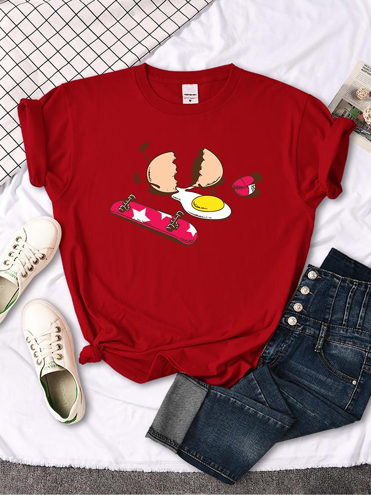 Short Sleeve Tops Funny Broken Egg And Skateboard Women Tshirt Korean Style Hip Hop TShirt For Women Harajuku Casual Clothes 4XL
Short Sleeve Tops Funny Broken Egg And Skateboard Women Tshirt Korean Style Hip Hop TShirt For Women Harajuku Casual Clothes 4XL