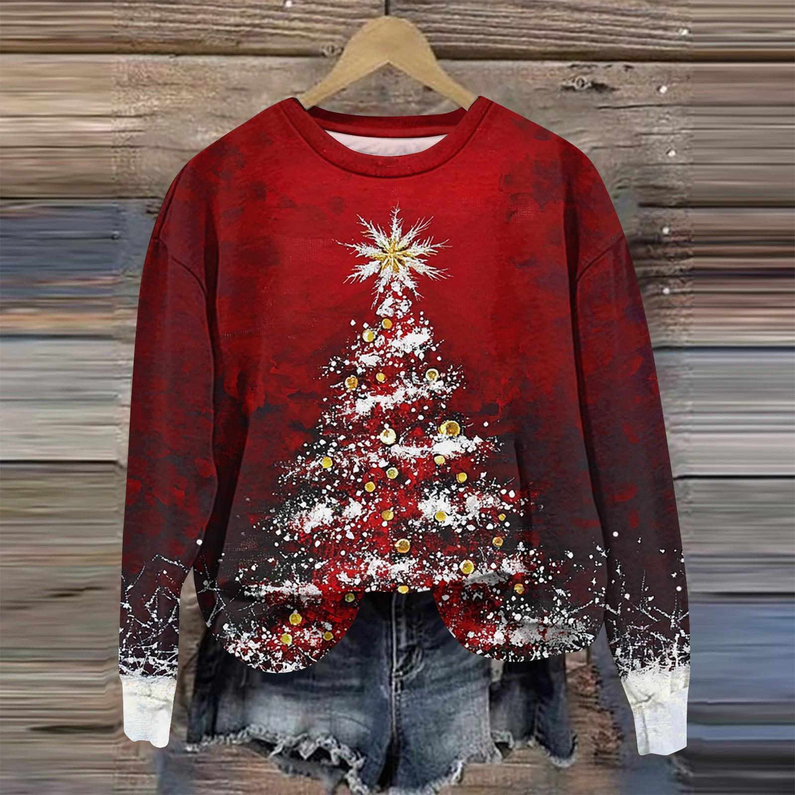 Женская мода круглый вырез пуловер длинный рукав футболка рождественский принт топ XXL киноварь
Женская мода круглый вырез пуловер длинный рукав футболка рождественский принт топ XXL киноварь