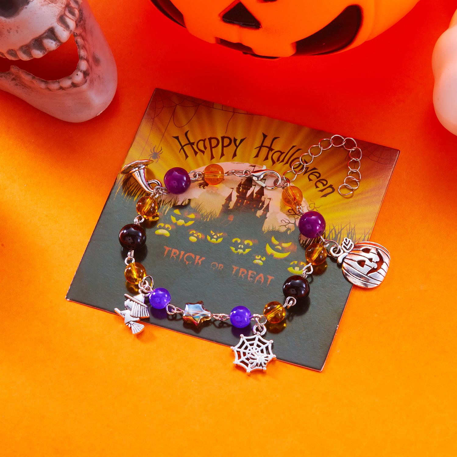 Trendy Halloween Witch Pumpkin Spider Web Bracelet for Women Men Colorful Crystal Beads Handmade Bracelets Festival Zircon Gift
Trendy Halloween Witch Pumpkin Spider Web Bracelet for Women Men Colorful Crystal Beads Handmade Bracelets Festival Zircon Gift