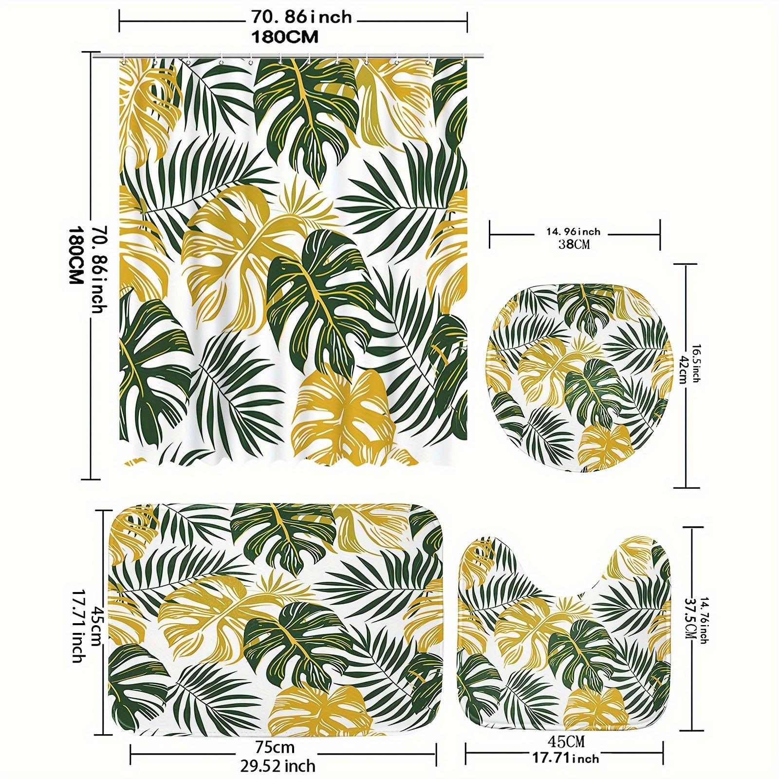 Vector Illustration Of A Set Of 4 Tropical Leaves, Polyester Fabric, Shower Curtain, Bath Mat, Toilet Seat And U-Shaped Mat W60H190(CM)-1 Pcs
Vector Illustration Of A Set Of 4 Tropical Leaves, Polyester Fabric, Shower Curtain, Bath Mat, Toilet Seat And U-Shaped Mat W60H190(CM)-1 Pcs