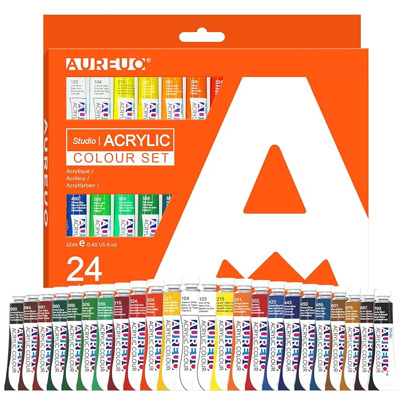 AUREUO tubular acrylic paint set 12 ml x 24 tubes non-toxic pigment - Art painting creation, landscape photography painting Applicable to painting
AUREUO tubular acrylic paint set 12 ml x 24 tubes non-toxic pigment - Art painting creation, landscape photography painting Applicable to painting