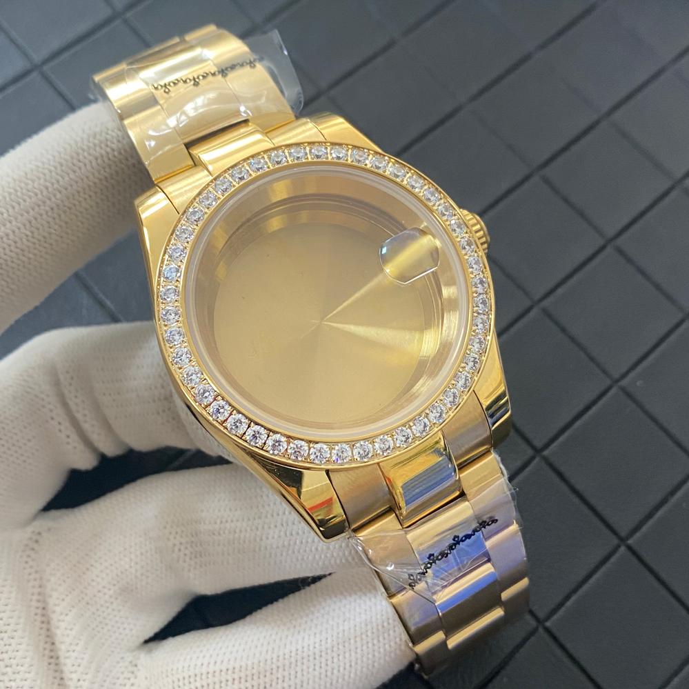39mm PVD Gold Set with diamonds Watch Case Sapphire Glass Stainless Steel Strap Watches Accessories for NH35 NH36 4R36 Movement 39mm
39mm PVD Gold Set with diamonds Watch Case Sapphire Glass Stainless Steel Strap Watches Accessories for NH35 NH36 4R36 Movement 39mm