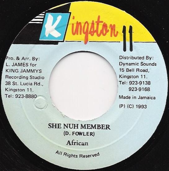 7inch Record AFRICAN She Nuh Member NONE Kingston 11 1993 Jamaica Reggae Ska Dub Used
7inch Record AFRICAN She Nuh Member NONE Kingston 11 1993 Jamaica Reggae Ska Dub Used