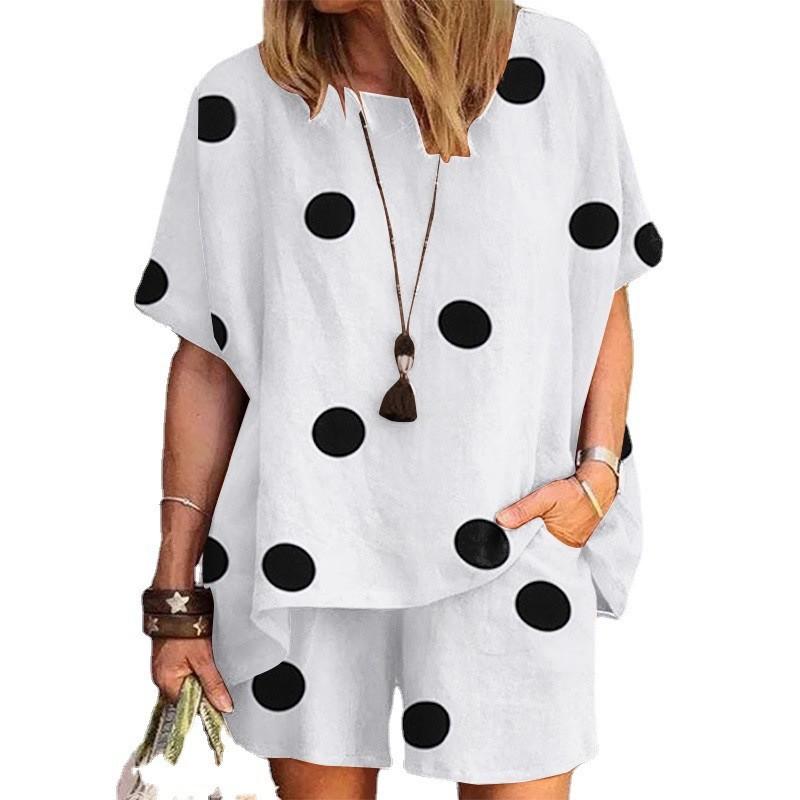 Women s White Polka Dot Short Sleeve Loose Top and Shorts Set, Casual Summer Outfit S белый
Women s White Polka Dot Short Sleeve Loose Top and Shorts Set, Casual Summer Outfit S белый