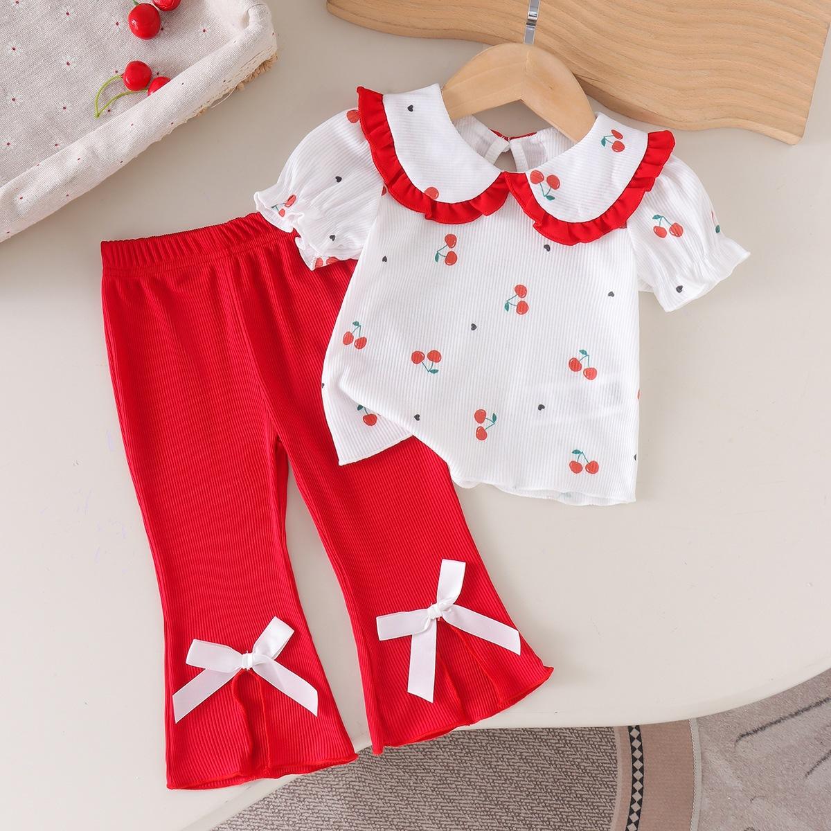 Girls Fashionable Cherry Print Suit Summer Children s Casual Top + Flared Pants Set 6-9m красный
Girls Fashionable Cherry Print Suit Summer Children s Casual Top + Flared Pants Set 6-9m красный